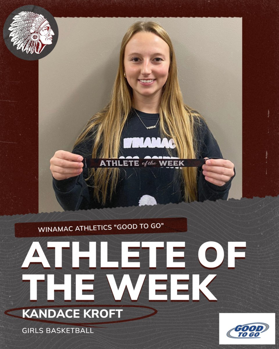 "Good to Go" Athlete of the Week- KANDACE KROFT

This past week:

Set 2 School Records for 3's

Avg. 26.5 ppg, 5.5reb, 6.5ast, 7.5stl

Set a career high with 31pts

🔥 Congratulations Kandace, keep it going!!! 🔥