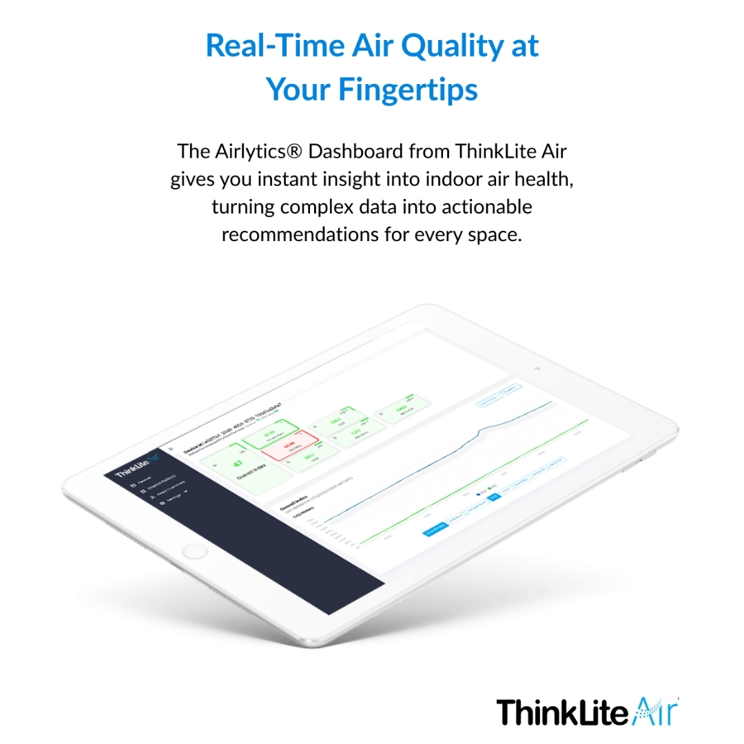 The Airlytics® Dashboard simplifies IAQ with real-time monitoring of 30+ components, trends, and medical alerts to protect health + boost efficiency. 

Learn more: thinklite.com/health-index/

 #IndoorAirQuality #IAQ #HealthySpaces #ThinkLite #BreatheBetterLiveBetter @wellcertified