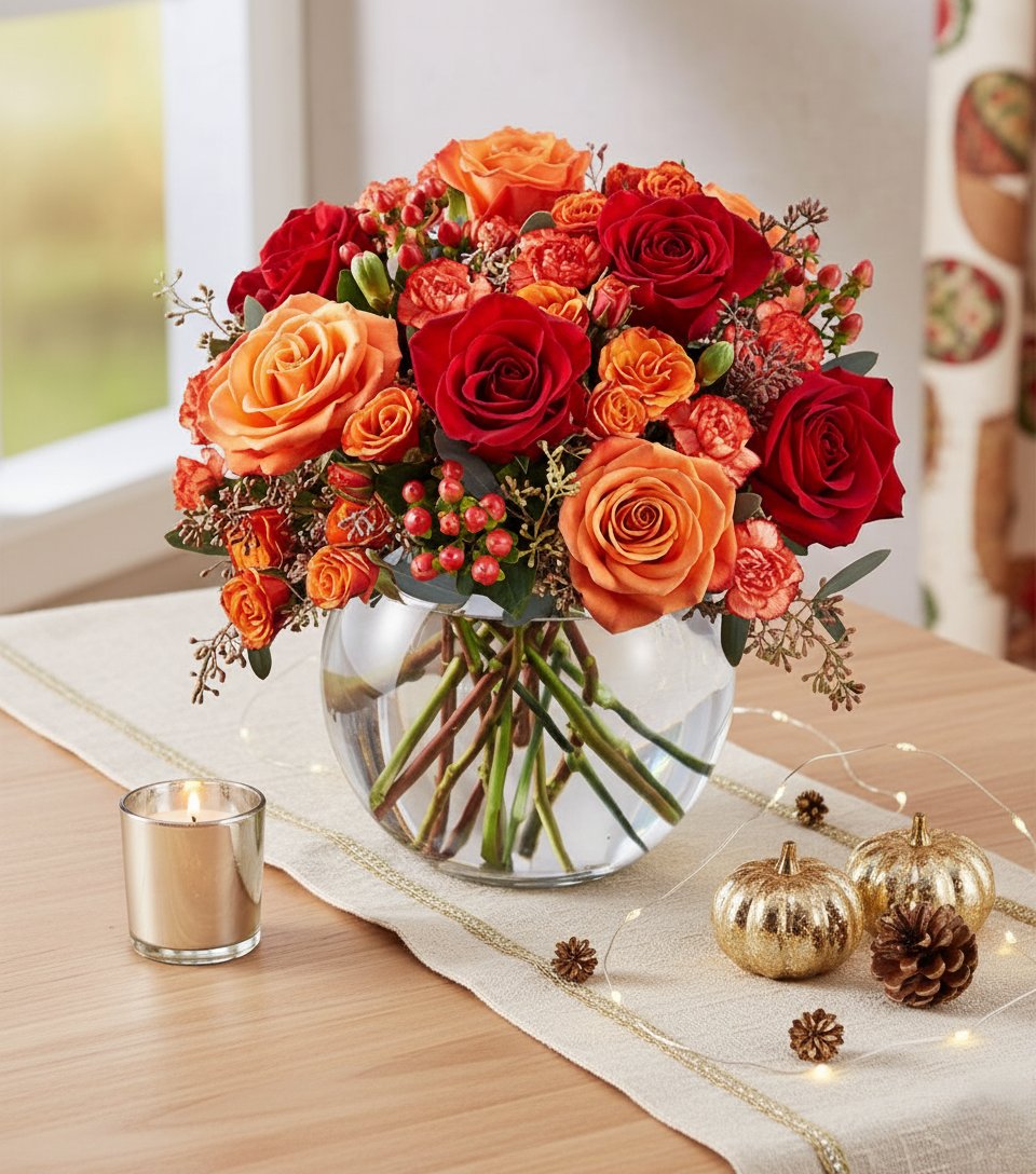 KLOECKNER_FLWR's tweet image. Bring the beauty of fall indoors with our Autumn Medley arrangement.🍂
Our expert designers have gathered red and orange roses, creating an artistic display that&apos;s presented perfectly in a bubble bowl vase.🌹🏵️

#AutumnMedley #TableSetting #KloecknerFlowers #FloristOfChicago