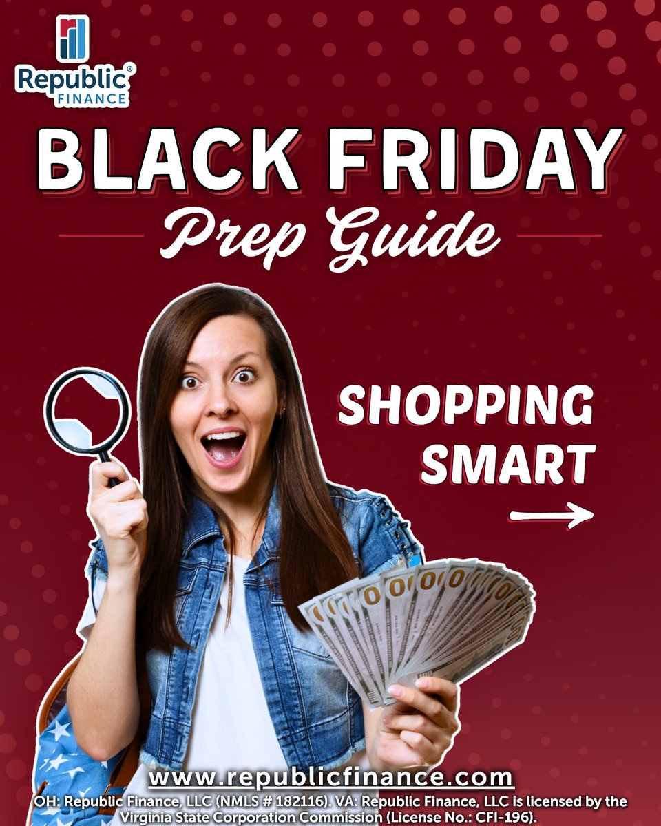RepFinance's tweet image. The best Black Friday deals aren’t always the ones in bold print!👀

By shopping smart, you can make the most of your money. And if bigger expenses are on your list this season, see how Republic Finance could help with a Holiday Loan!