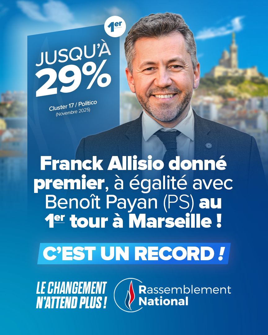 🔵 L'alliance des patriotes menée par <a href="/franckallisio/">Franck Allisio</a> peut gagner à Marseille ! 🚀

Face au chaos de la gauche, l'alternance arrive dans la cité phocéenne pour rendre aux Marseillais une ville sûre, propre et gouvernée avec sérieux !