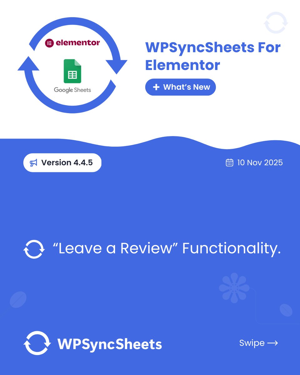 wpsyncsheets's tweet image. WPSyncSheets For Elementor Version - 4.4.5

✅ “Leave a Review” Functionality.

🌍 wpsyncsheets.com/wpsyncsheets-f…

#wpsyncsheets #googlesheets #wordpress #elementor