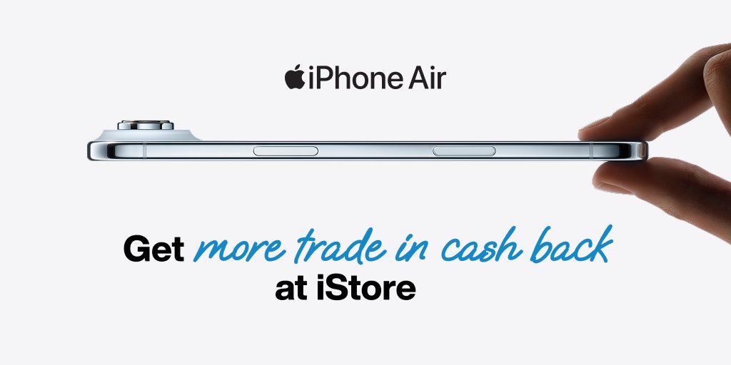 mailandguardian's tweet photo. Sponsored: Get an iPhone Air and more at iStore, with up to R25 000 cash back when you trade in your current phone. T&Cs apply.
Learn more: https://t.co/XEjKac9RHy
#MoreAtiStore #iPhoneAir #iStoreSA https://t.co/soGq7nbSiM