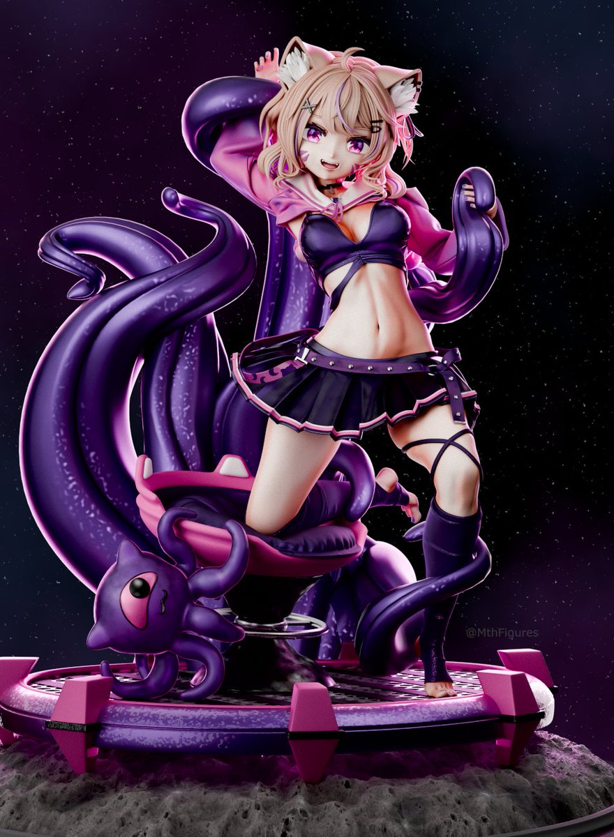MthFigures's tweet image. Just finished my SquChan figure model concept! 🐙✨
The galaxy&apos;s adorable space cat has finally landed!
Turntable version is coming today, if you want to spin her around.
It was a bit challenging, so I&apos;m a little late to the debut.
Hope you like it! #squchujin