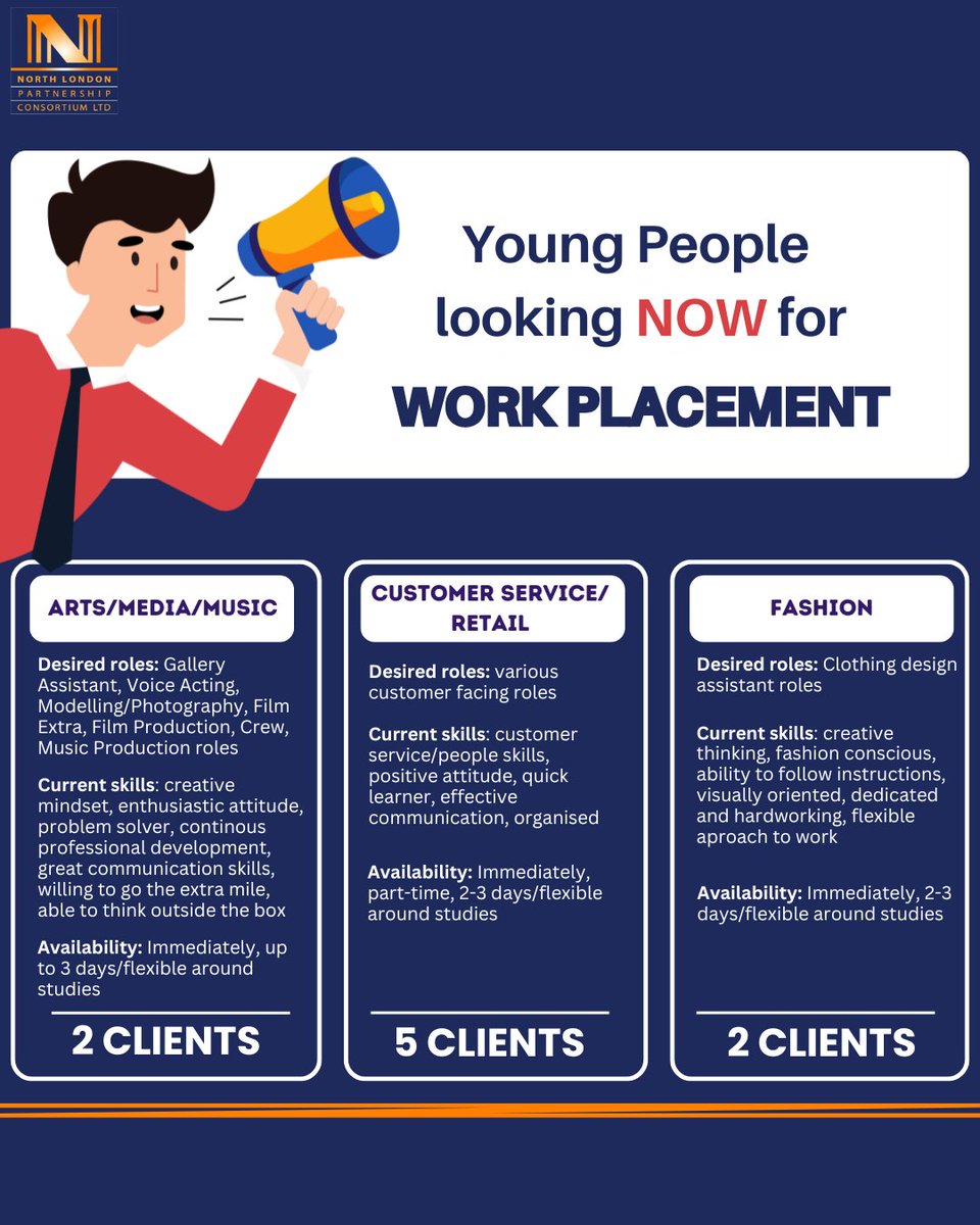 nlpcltd's tweet image. 📢 Calling all Employers!!!
 @Hiremech  @unclejohnsbakery @SiemensUKNews @VeoliaUK @asda @Bruce_Burgers @Turnarounduk @UKPackagingCoUK @bouncepad @may10catering @fashion_enter @BrownEagleUK @ArrivaUKBus @Go_Ahead_London @artchaseries @aseptic_studios @ArtsBridgeC @FilmsBlackleaf