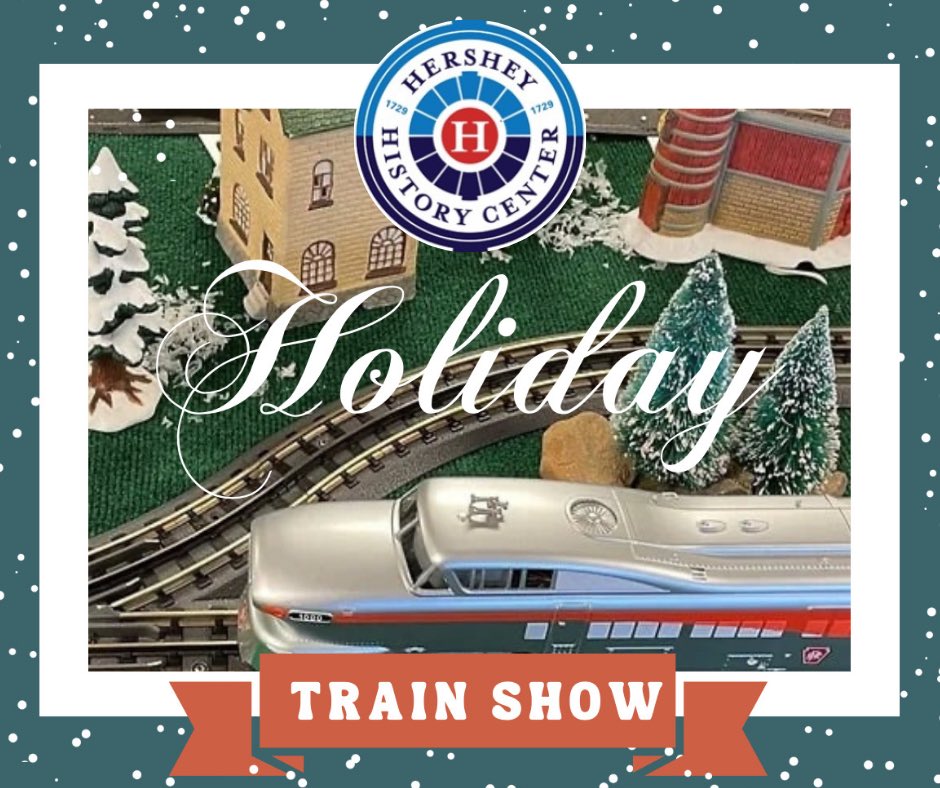 hersheyhistory's tweet image. All aboard for the 🚂 Holiday Train Show at the Hershey History Center, located at 40 Northeast Drive, Hershey, PA 17033. November 28 December 29, 2025. Monday, Wednesday, Friday, Saturday. 10am to 4pm. Access with museum admission. #modeltrainshow
