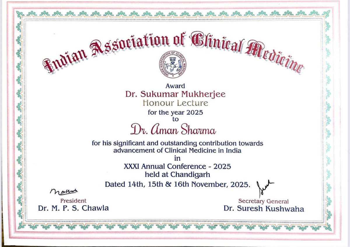 Amansharmapgi's tweet image. Had the privilege and honour of delivering the ‘Sukumar Mukherjee honour lecture’ during IACMCON2025 at GMCH Chandigarh.