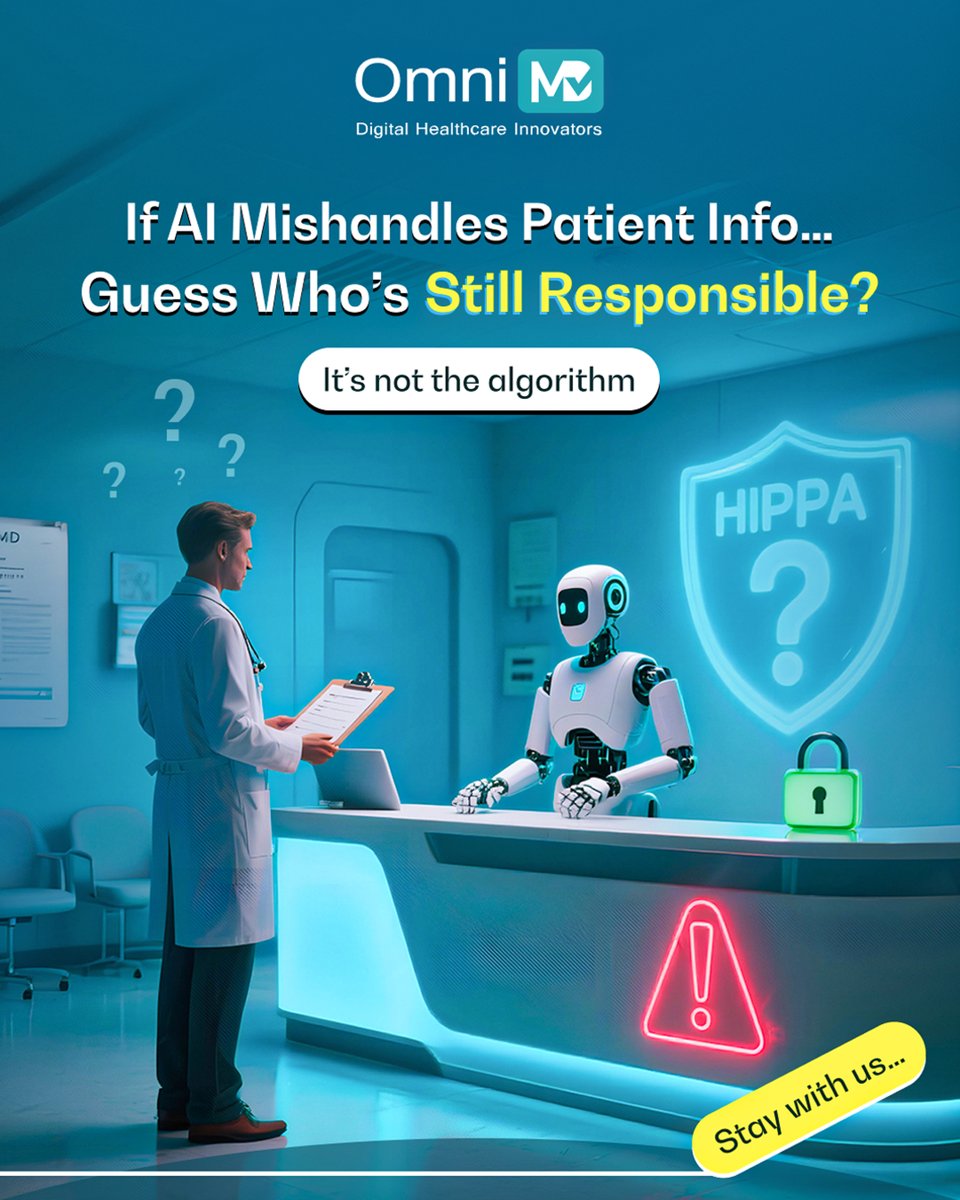 omnimd's tweet image. AI can support your front desk, but it can’t carry liability.

If PHI slips, the clinic is still accountable, not the algorithm.

If you’re exploring AI for patient access, don’t miss this clarity.

Register: shorturl.at/s1uBf

#HealthcareWebinar #AIWebinar #AIFrontDesk