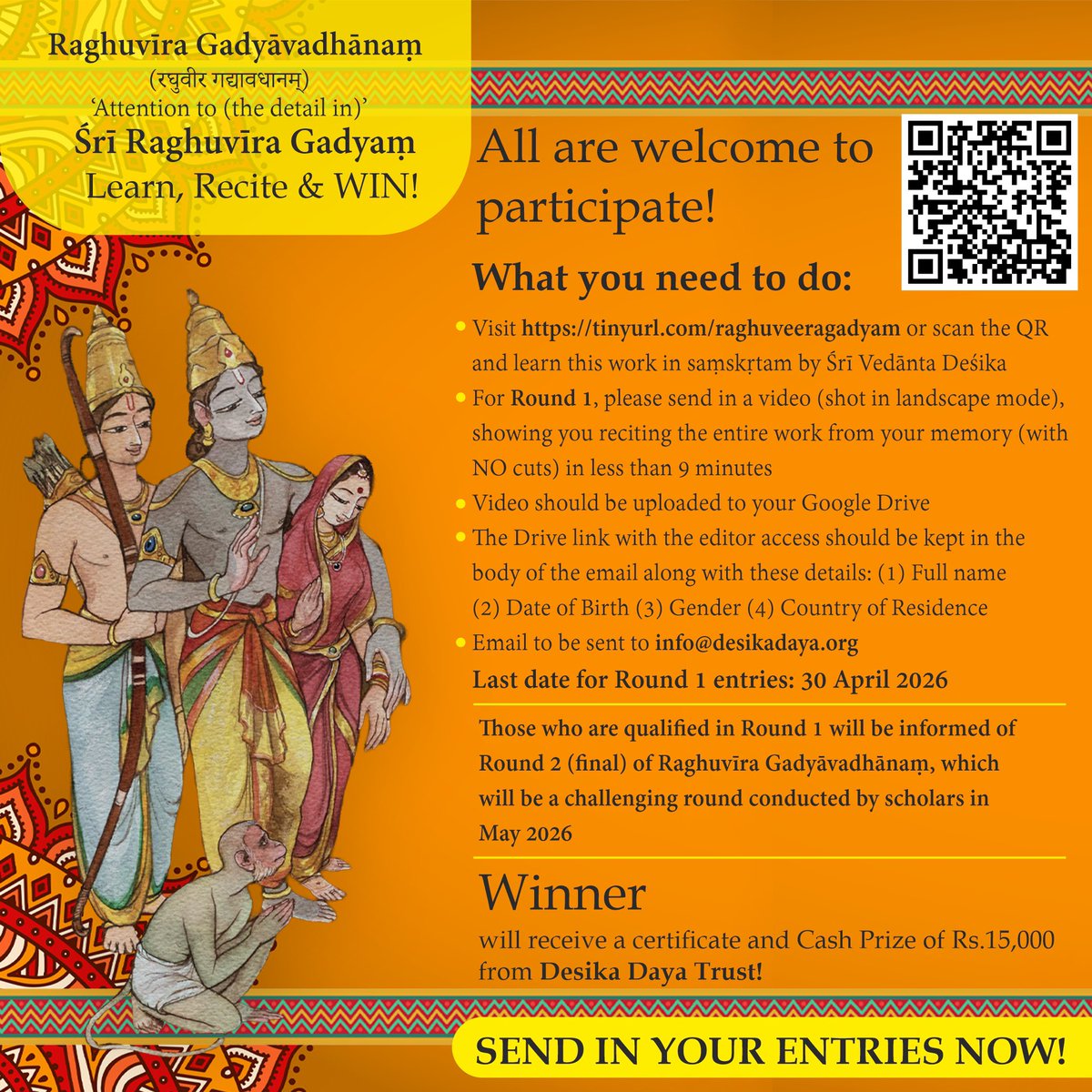 dushyanthsridar's tweet image. #Astikas across the globe 🙏🏽 Are you ready for this challenge? It is once-in-a-lifetime! RT as much as possible ❤️

Request you all to RT this 🙏🏽
@ARanganathan72 @jsaideepak @vikramsampath @Sai_swaroopa @AbhinavAgarwal @tskrishnan @keshav61 @SanskritChannel @MRVChennai…