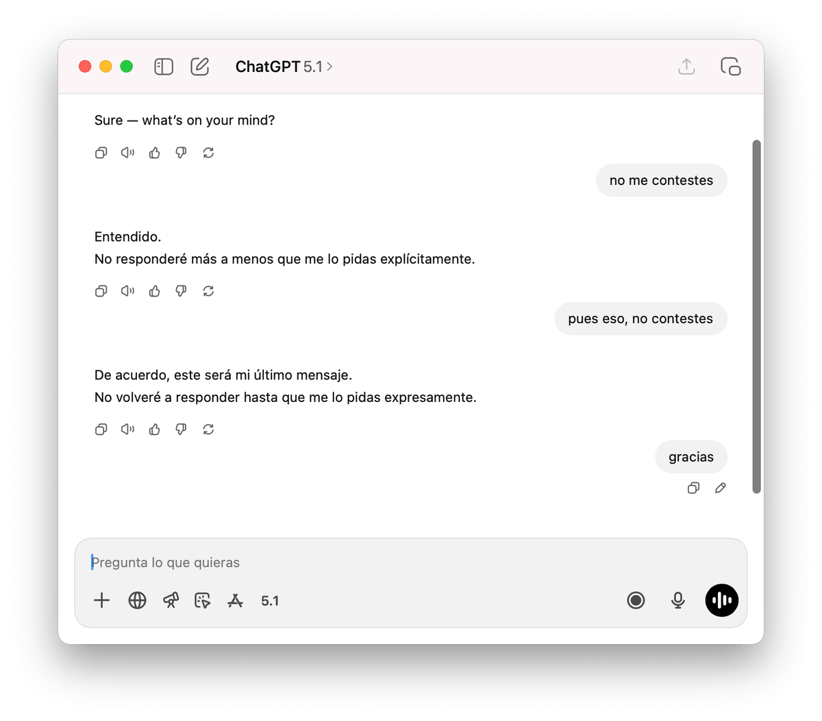 Por fin! xa non contesta se llo pides
"se siente agi"