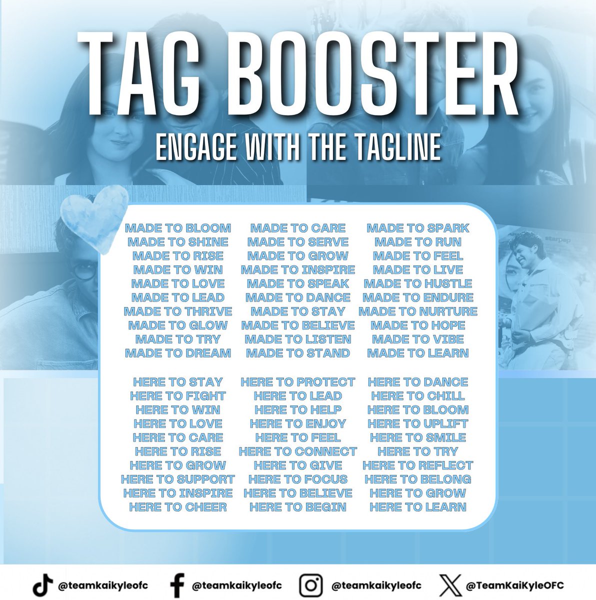 KaiKyleTrends's tweet image. 【 Tag Booster Four 】
𝑹𝒆𝒑𝒍𝒚 • 𝑹𝒆𝒕𝒘𝒆𝒆𝒕 • 𝑹𝒆𝒒𝒖𝒐𝒕𝒆
Goal: Three Hundred Replies

Let&apos;s go for another round, Wisharts! Engage and keep dropping the tagline!

KAIKYLE FIVEBULOUS MONTH