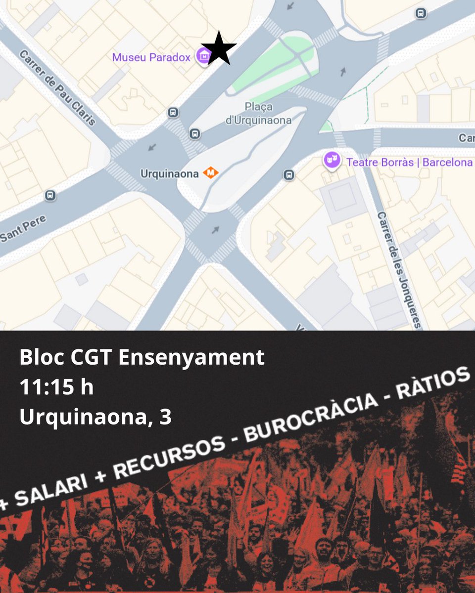 🔴⚫️Demà Dissabte és el dia🔴⚫️

👉Tothom a la manifestació ‼️

✊🏽Només des de l'organització i la mobilització colectiva podrem aconseguir les nostres demandes

➡️Bloc de <a href="/CGTEnsenyament/">CGT Ensenyament 🚩🏴</a> 

📆 Dissabte 15 de novembre
⏰ 11:15h
📍Urquinaona 3, vegeu maps:
maps.app.goo.gl/VA34s9e795scQd…