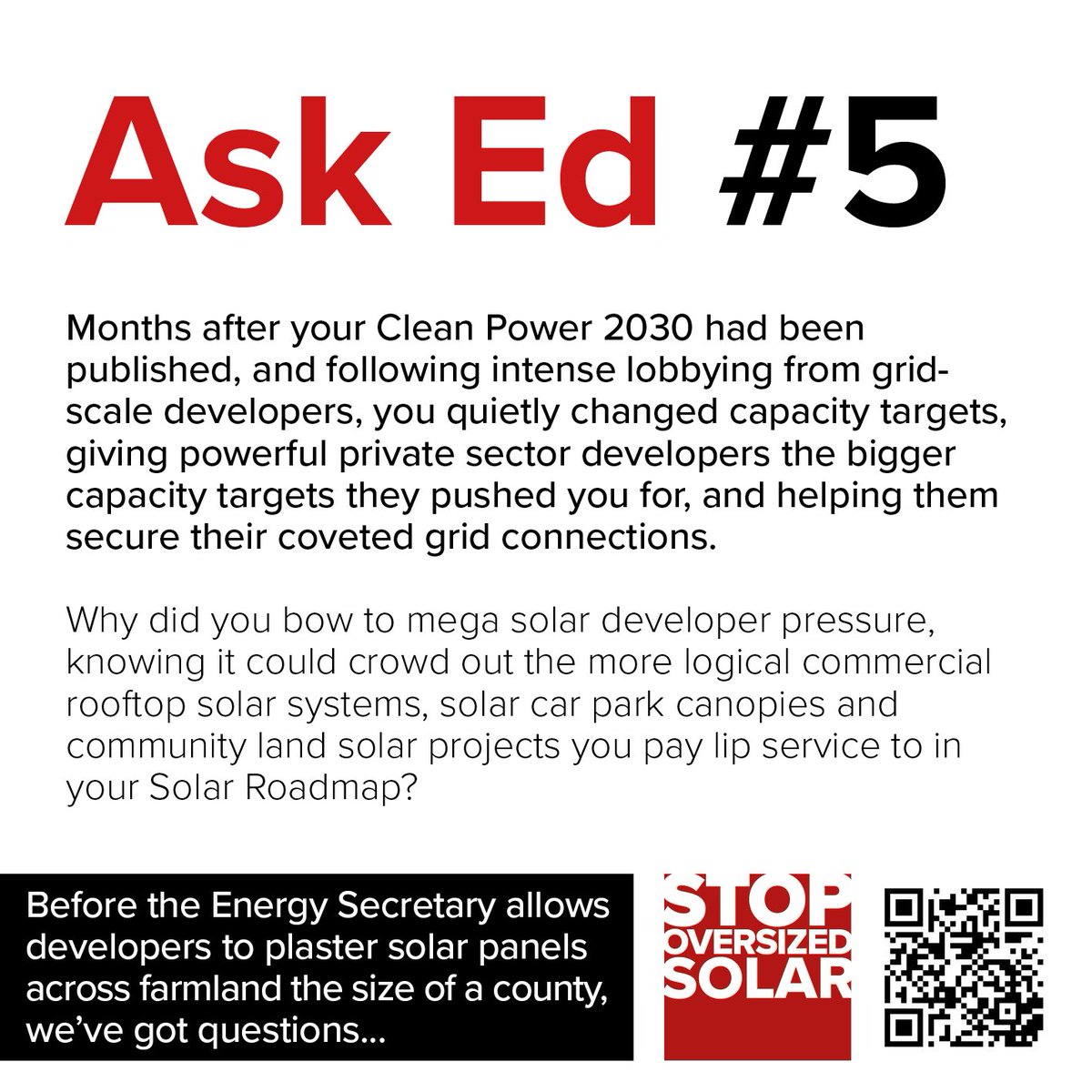 StopEastPark's tweet image. Day 5 of 10 days, 10 questions demanding truthful answers from Ed Miliband about the UK’s solar energy strategy, from the rural communities up and down the country who he cares little for. Follow #AskEd #10daystocomeclean 

Q5: Do developers have too much influence over the