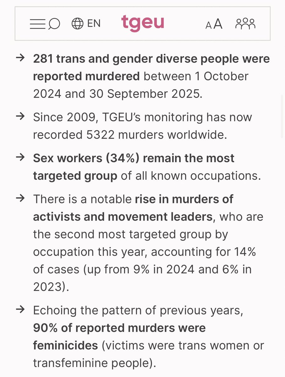 Au moins 281 personnes trans ont été assassinées à travers le monde cette année, avec une nette augmentation des meurtres d’activistes. 
Une conséquence directe de la légitimation de la violence antitrans par l’État et de la désinformation médiatique alimentant la panique morale.