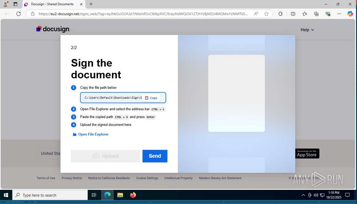 anyrun_app's tweet image. ⚠️ #ClickFix became a major attack vector in 2025, combining cross-platform delivery, user-driven execution that slips past defenses, and high-impact payloads like stealers, RATs, and #ransomware.

👨‍💻 See a recent Docusign themed case: app.any.run/tasks/374b3870… 
📚 Learn how to…