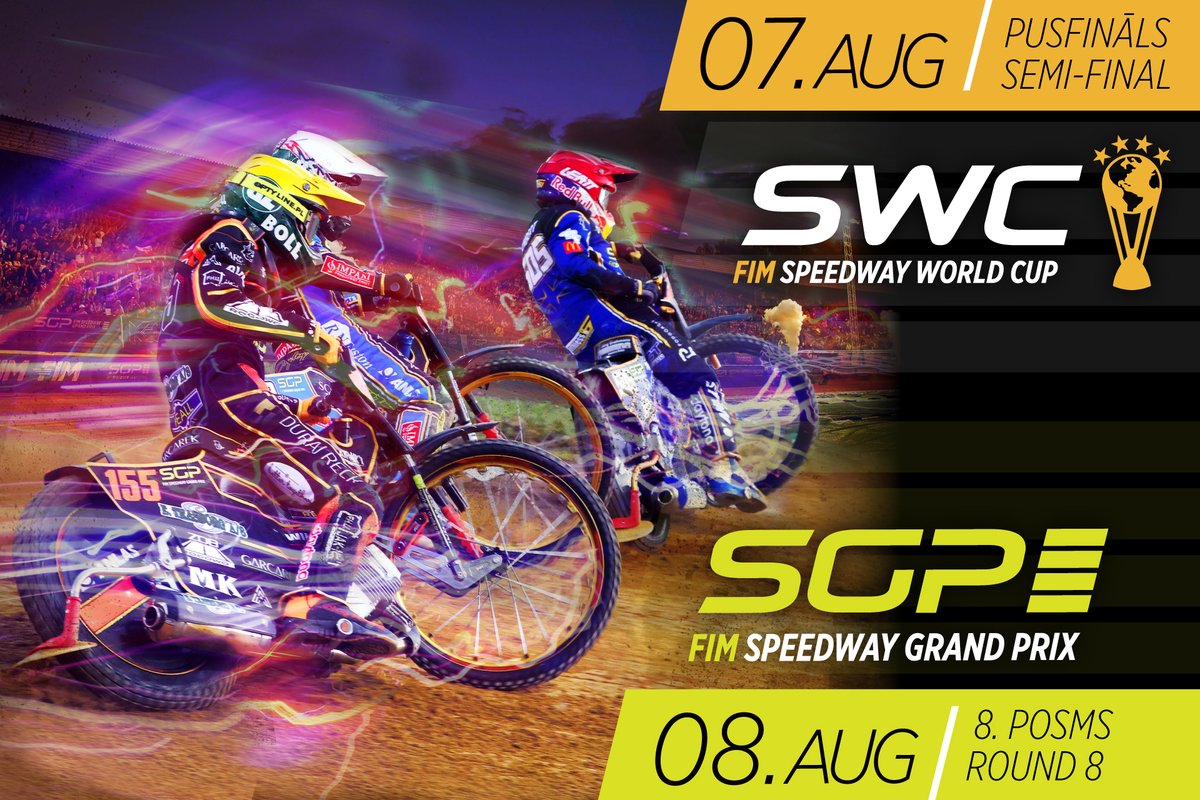 🇱🇻Latvija saglabā vietu <a href="/SpeedwayGP/">FIM Speedway GP</a> pasaules sacensību kalendārā! 🥰
7./8. augustā <a href="/TraseBikernieki/">Biķernieku trase</a> spīdveja sacensības pieaugušajiem - ☑ pasaules kausa pusfināls ar 🇱🇻Latvijas komandu un ☑ pasaules čempionāta posms ar #AndžejuĻebedevu! 🤩
#FIM #Speedway #WorldCup #GrandPrix