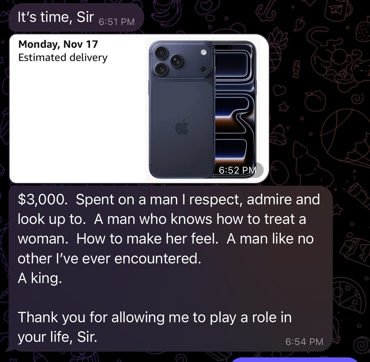 MasterAD_'s tweet image. I’ve been quiet, but I’ve been busy in life, and those who know how to serve, serve me properly. 

A $3000 phone for me, $500 in Christmas gifts for my loved ones. Another $200 just because.

All supplied by one of my newest subs.

You could learn a thing or two. 

Alpha…