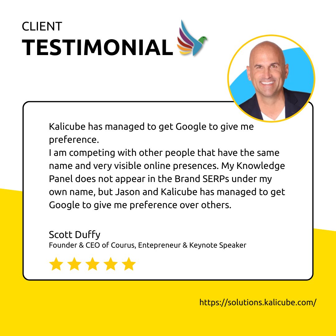 TeamKalicube's tweet image. Scott Duffy was competing with others who share his name until Kalicube got Google to give him preference

A #KnowledgePanel isn’t just a profile; it’s Google’s stamp of approval. Don’t be invisible. Book a call now!
kalicube.com/solutions/done…

#BrandSERP #PersonalBranding #Kalicube
