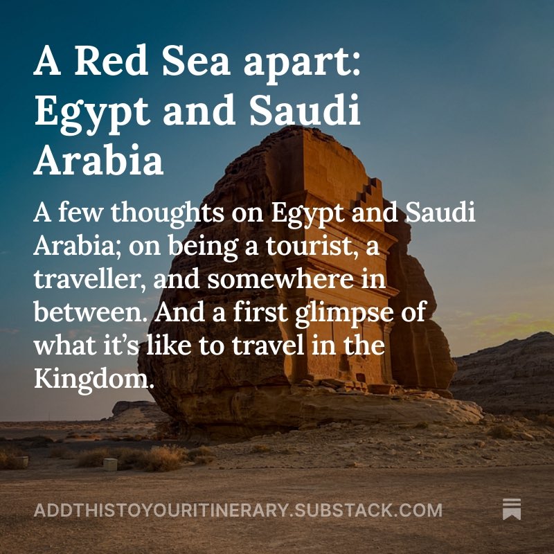 My current trip to Egypt (and Saudi Arabia) made me think about #tourism. Read it and on my Substack: open.substack.com/pub/addthistoy…