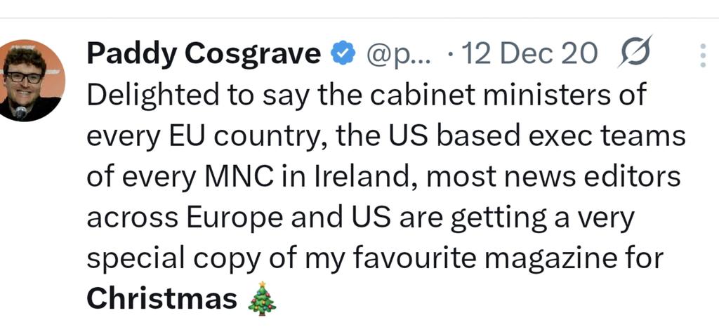 Mickbraz1's tweet image. Dear multi millionaire champagne socialist Cosgrave. When posting about Christmas, you often use the Christmas tree emoji, stop being such a hypocritical royalist pos.