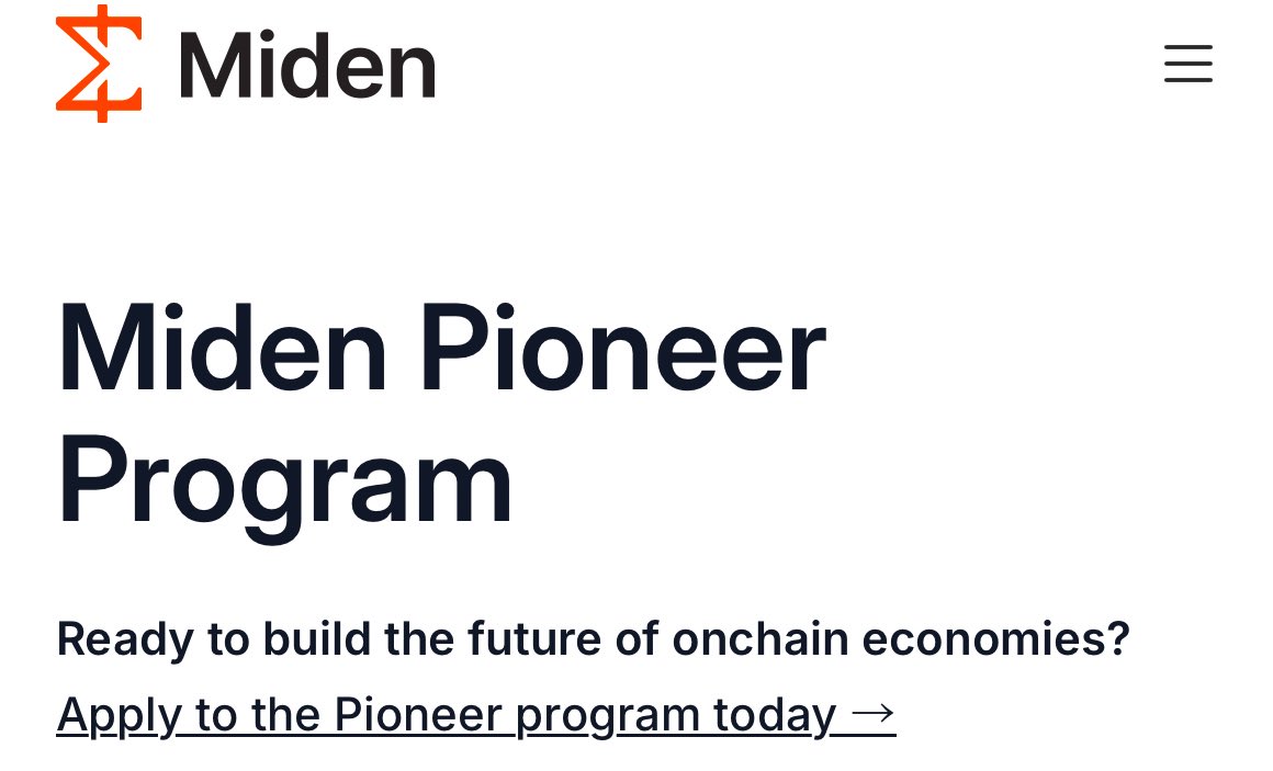 Best time to start building good apps or joining a perfect ecosystem is now. 

Best thing to do in the current market. 

Most top projects, “L1 &amp; L2” mostly are now launching programs and incentives to support early builders. 

Miden has a pioneer program currently live  for