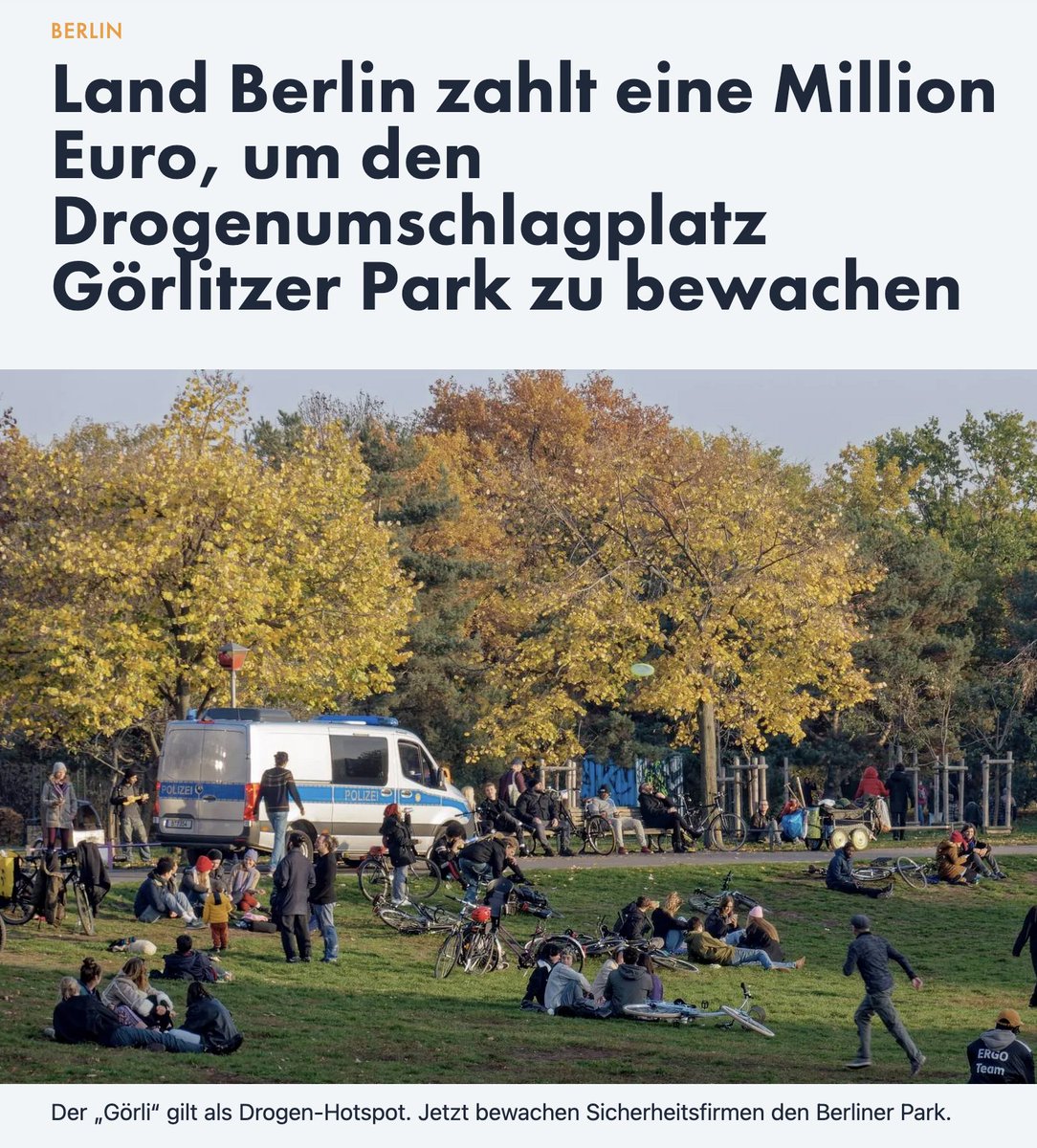 Der berüchtigte Szenepark Görlitzer Park ist in Berlin längst  als „Drogenpark“ bekannt. Für 2025 und 2026 zahlt das Land Berlin fast  eine Million Euro an private Sicherheitsfirmen, die den Park bewachen  sollen. /nius