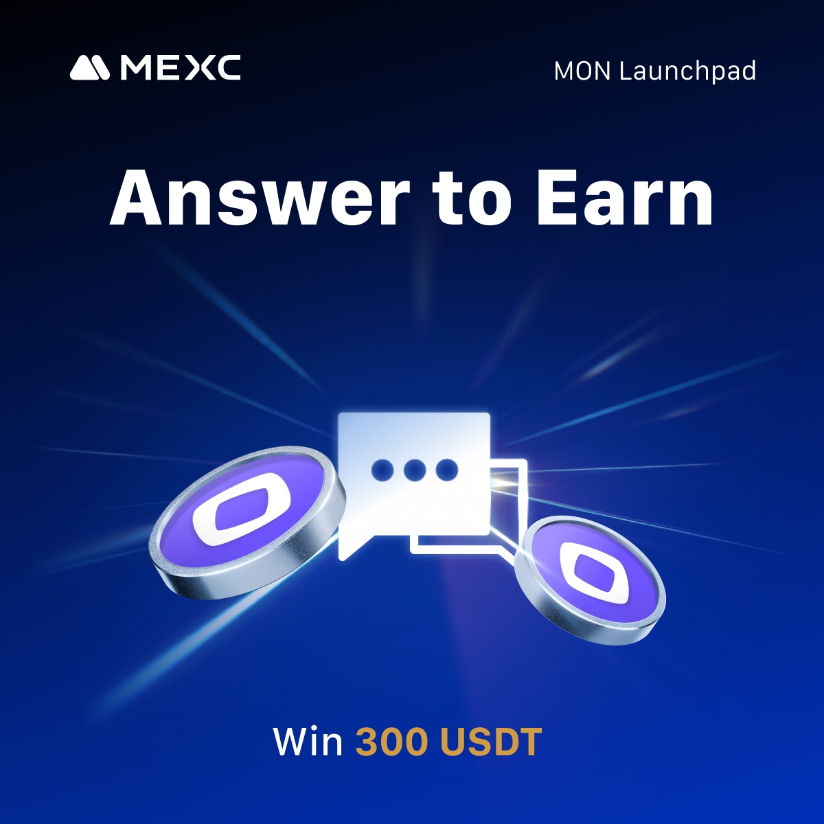$MON Launchpad quiz is here! Answer to win 300 USDT!

As a new user on MEXC, by participating in your first Launchpad event for $MON, what is the discounted purchase price available to you?
A) $0.05
B) $0.02
C) $0.10

🔍 Hint: mexc.com/launchpad/mona…

How to Join:
1️⃣ Follow