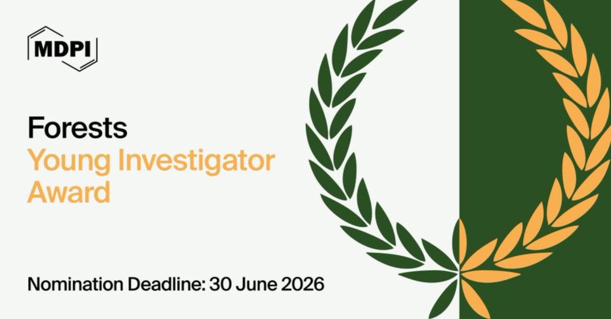 MDPIEnvironment's tweet image. ✨ Exciting news from @Forests_MDPI✨
The Forests Young Investigator Award was established in 2025 to acknowledge the achievements of young investigators in the field of forest and forest ecology. 🌲

📍 Learn more: mdpi.com/journal/forest…

#ForestsJournal #YoungInvestigatorAward