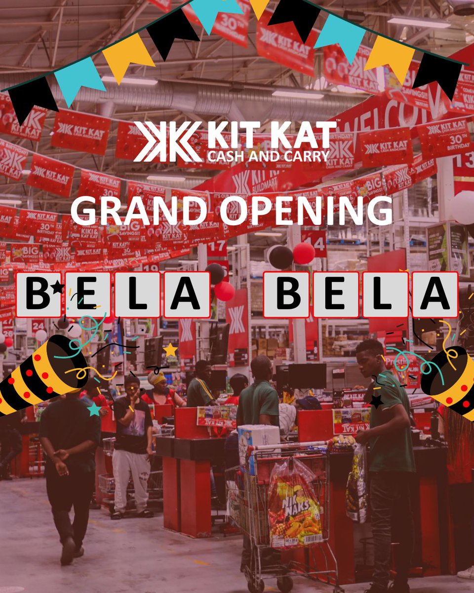 KitKatGroupSA's tweet image. The secret’s out (well… half of it 😉)
Our first brand new Kit Kat Cash &amp;amp; Carry store is opening in Bela Bela and it’s only a few days away!

Stay tuned… the second surprise is still under wraps 👀