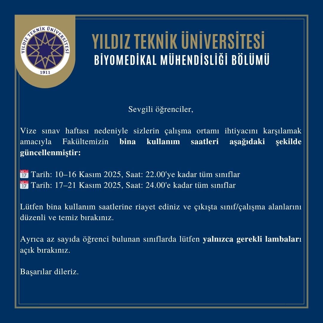 YTÜ Biyomedikal Mühendisliği Bölümü tweet media