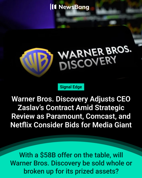 With a $58B offer on the table, will Warner Bros. Discovery be sold whole or broken up for its prized assets?

Our prediction: Warner Bros. Discovery is likely headed for a breakup, not a full sale.

Paramount’s $58B offer was rejected, while Comcast and Netflix target specific