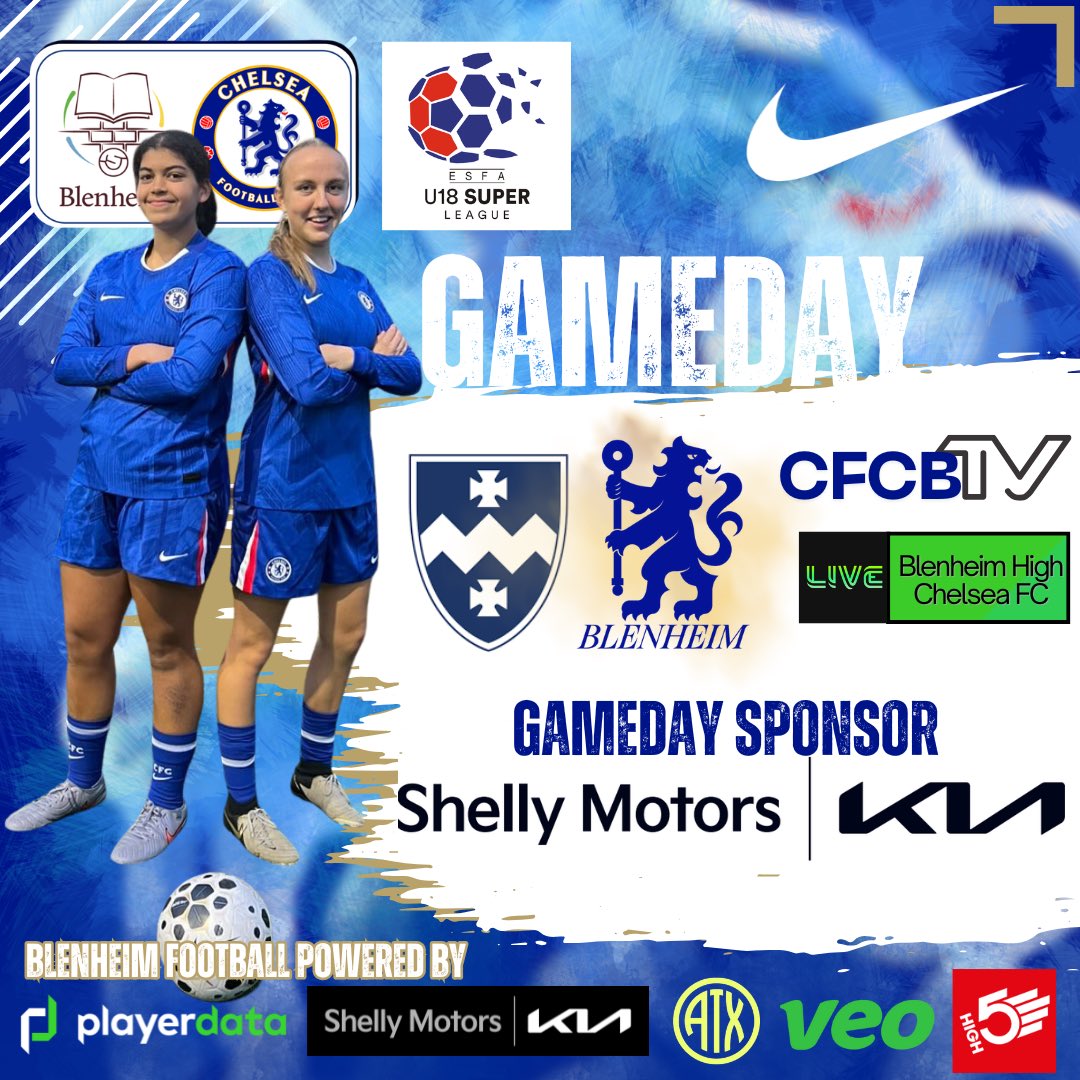 🏆 Gameday 🏆

<a href="/SchoolsFootball/">English Schools' Football Association</a> Super League action and it’s live on CFCBTV.

Blenheim football 🤝 powered by <a href="/Shellymotors/">Shelly Motors</a> <a href="/veotechnologies/">Veo</a> <a href="/PlayerData/">PlayerData</a> 

#here2Rise
#teamblenheim