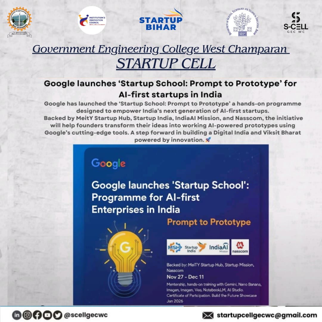 scellgecwc's tweet image. Google unlocks a new era for India’s AI-first startups!
A powerful step from Prompt to Prototype for young innovators.
#GoogleStartupSchool #AIStartups #SCELLGECWC #GECWC #StartupIndia