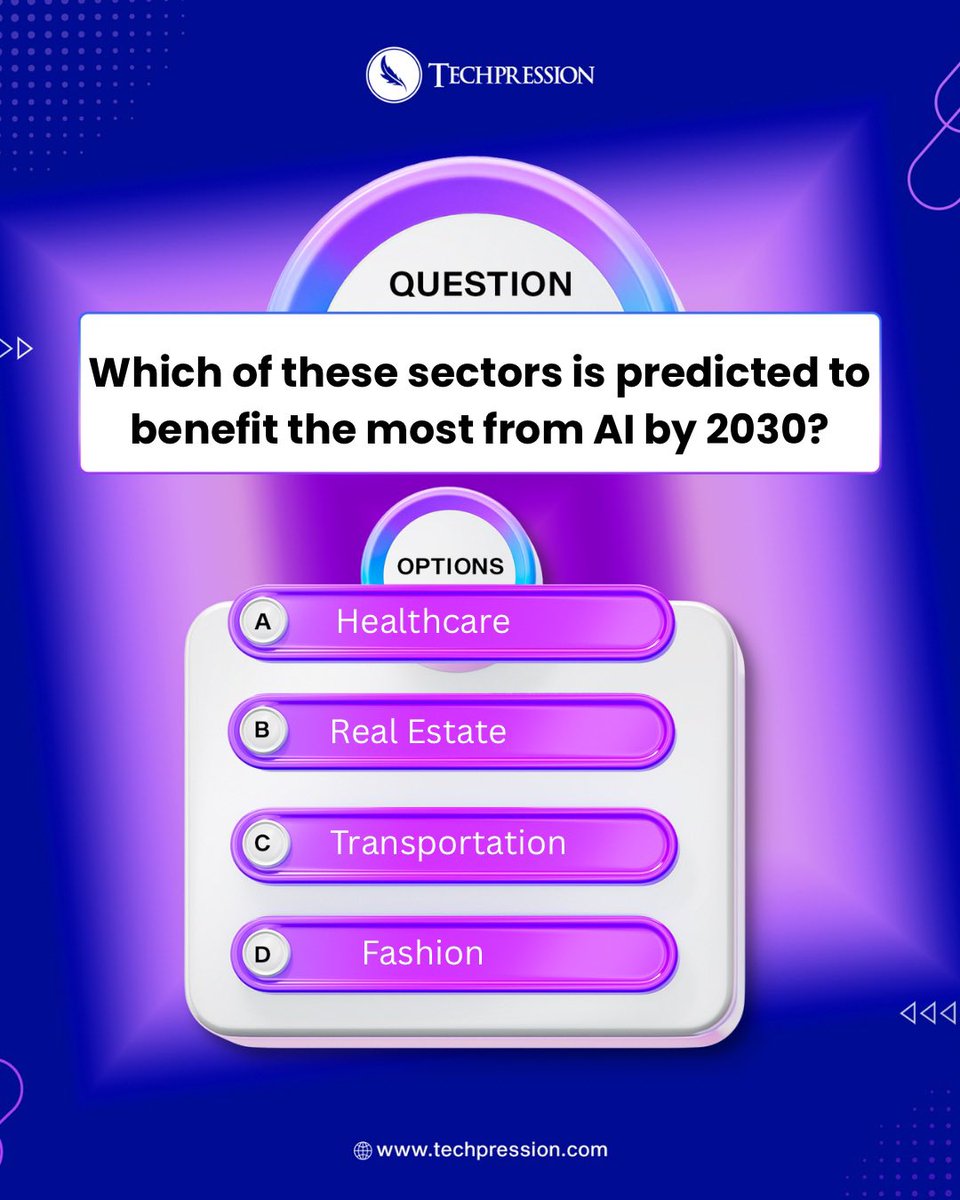 Techpressionews's tweet photo. Techpression Q&amp;A Time!
Who is happy??😊 cus I am🥰

AI is taking over every industry… but which sector will gain the MOST by 2030? 🤔

Drop your pick below 👇🔥

Let’s see who really understands the future of tech 😏
#Techpression #AI #FutureTech https://t.co/Z7comOiix9