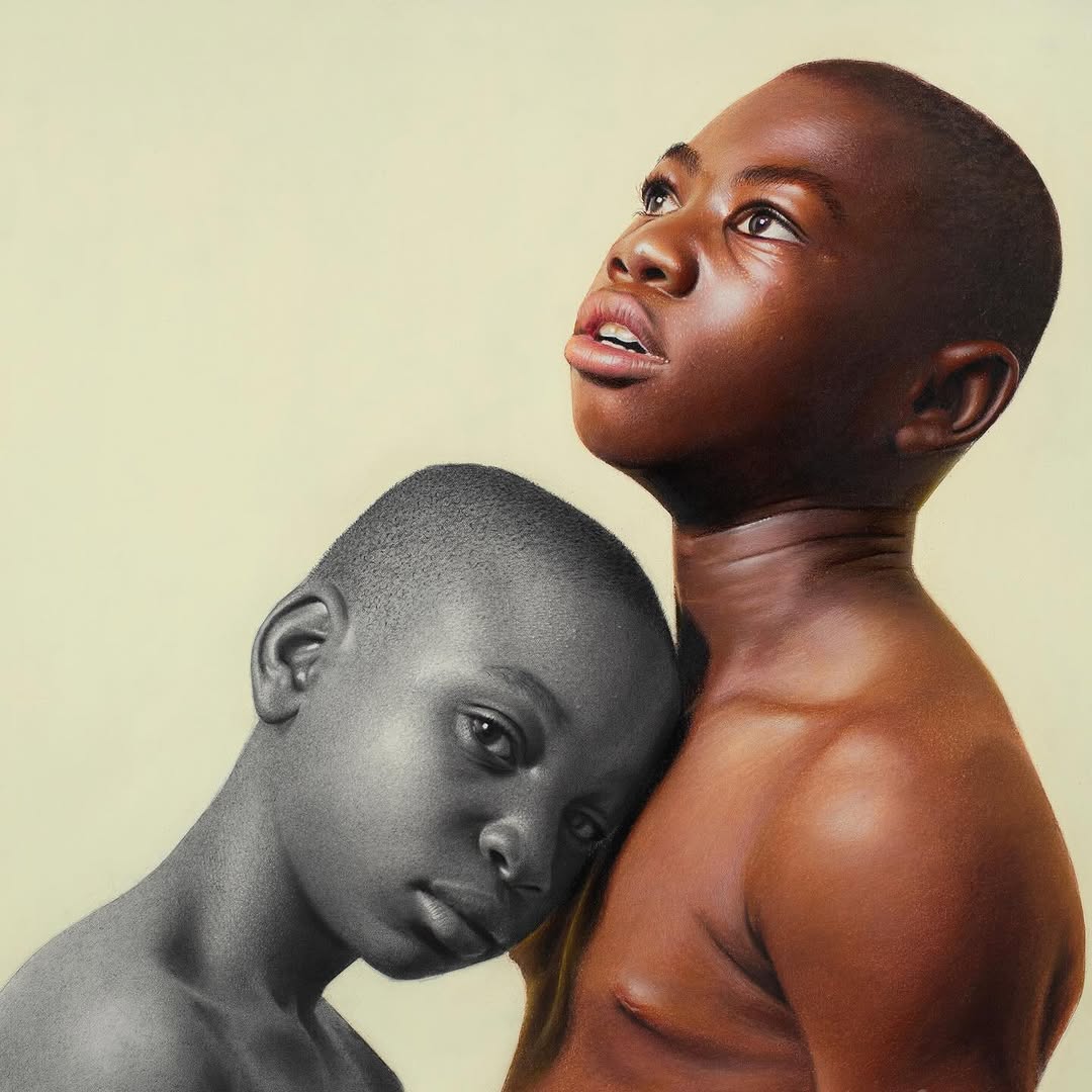 artmonnk's tweet image. &apos;Brothers Keeper&apos;
Pencil drawing on paper
by Arinze Stanley