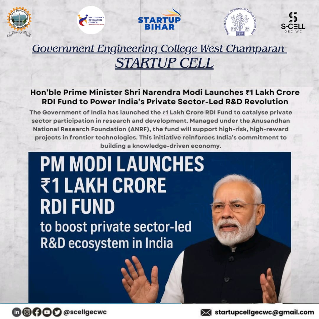 scellgecwc's tweet image. A historic boost for India’s innovation journey!
The ₹1 Lakh Crore RDI Fund will power private-sector research, frontier technologies, and a knowledge-driven economy.
#RDIFund #InnovationIndia #SCELLGECWC #GECWC #ViksitBharat