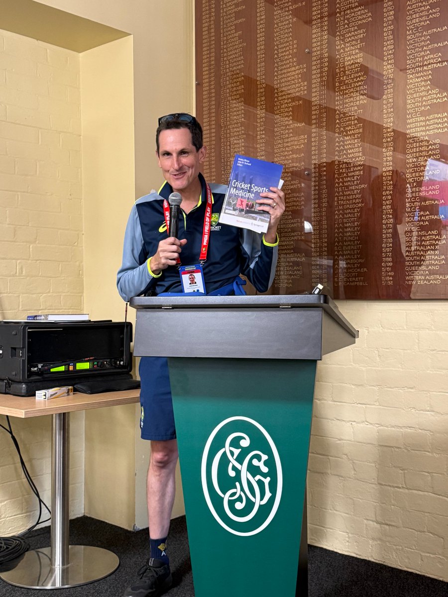 #CricketSportsMedicine link.springer.com/book/10.1007/9… got its first mention in a news article this week at theconversation.com/australias-rel… and we held a Sydney launch at the <a href="/scg/">Sydney Cricket Ground</a> during <a href="/NSWBlues/">NSWBlues</a> vs <a href="/cricketvictoria/">Cricket Victoria</a> Shield game, about a dozen coauthors attended