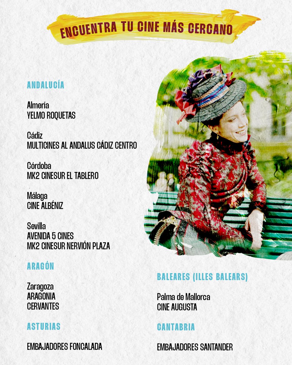 wandafilms's tweet image. La película ya está viajando por el país.
Ahora solo falta que lo hagas tú.
Busca tu cine, que la historia #LosColoresDelTiempo te está esperando. 🎞️💛

¡SOLO EN CINES! 

Venta de entradas: loscoloresdeltiempo.es/?utm_source=LC…