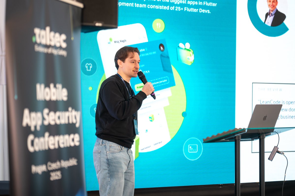 LeanCodePl's tweet image. Last week, our Head of Mobile, @matiwojt, gave a talk, “Flutter in High-Stakes Finance: 20 Minutes to Banking-Grade Security,” at the Mobile App Security Conf. He also joined the Engineers vs. Reverse Engineers panel – a fun battle. 😅

Whether it’s banking, fintech, or any other…