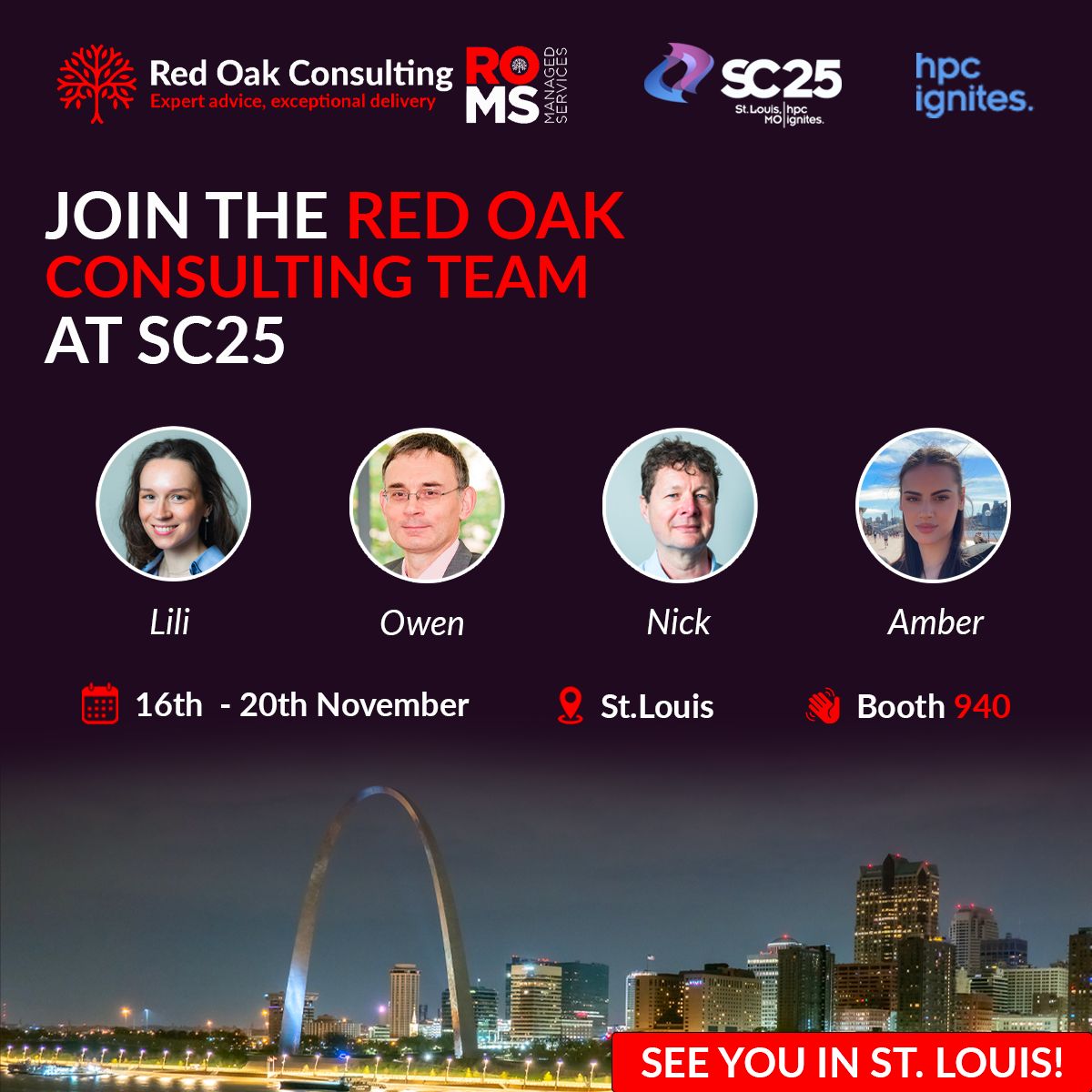 redoakHPC's tweet image. Meet the team at #SC25!

🚨 Visit us at Booth #940 to connect and discuss how we’re helping organisations get more from their HPC and AI investments. 

📌 You’ll find us near the Student Cluster Competition area - come by and say hello! 

#HPCignites #HPC #Supercomputing