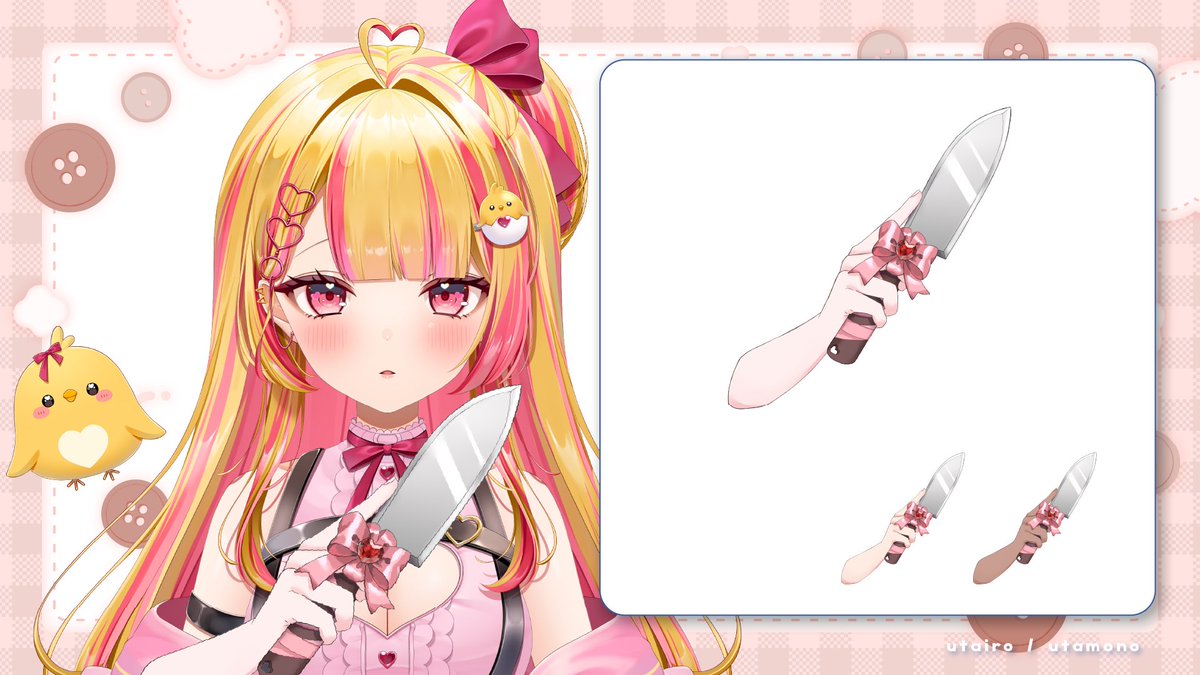 utairo_works's tweet image. 🌟⋱ 新着フリー素材 ⋰🌟
　
可愛いだけで、満足できる？🎀🔪
「リボン付きナイフを持つ手」のイラスト素材を追加しました🖤✨
　
👉utamono.com/hand-138/
　
モデルのご協力：雛乃ひな様（@hinanohinadayoo）
  　
 #IRIAM素材 #Vtuberasset #配信素材