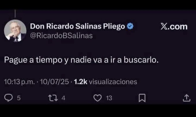 Oye #tiochichi alias <a href="/RicardoBSalinas/">Don Ricardo Salinas Pliego</a> me parece que esta te aplica dienton!!