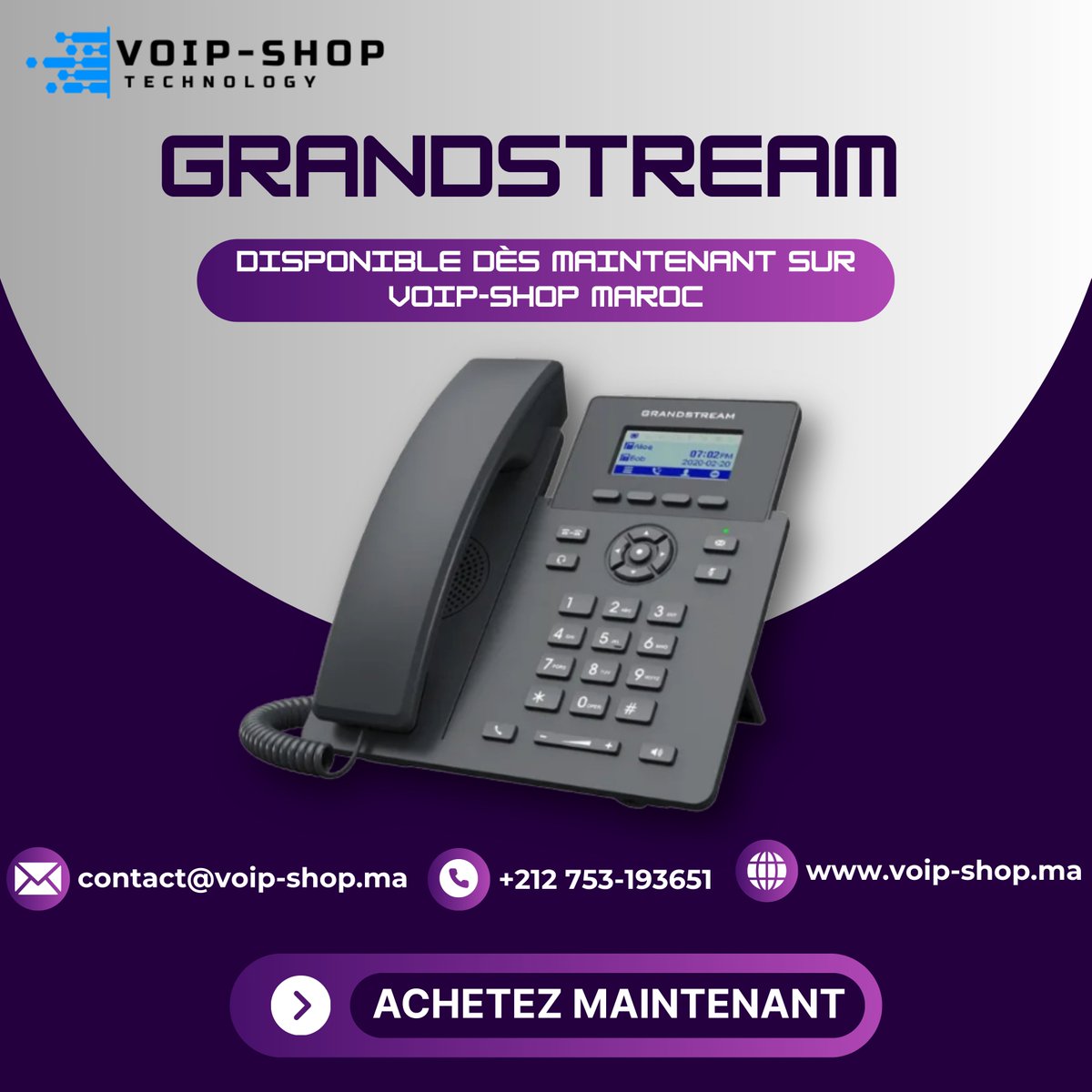 shop_voip's tweet image. Le futur de la téléphonie professionnelle est là.
Le Grandstream GRP2601W combine :
📡 Wi-Fi🔊 Noise Shield📞 2 lignes SIP👥 Conférence à 5🔐 Sécurité entreprise🌐 GDMS Cloud Management
👉 Disponible chez Voip-Shop.
#Grandstream #TechMaroc #VoipShopMaroc #TéléphonieIP #GRP2601W