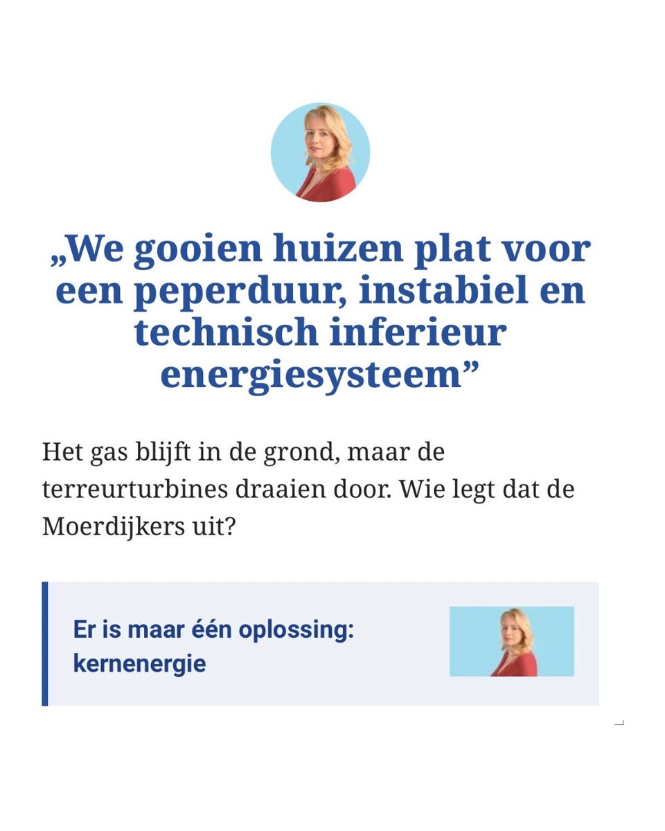 Alles moet wijken voor de terreurturbinegekte. We gooien de huizen in Moerdijk plat voor een peperduur, instabiel en technisch inferieur energiesysteem.

telegraaf.nl/opinie/mariann…