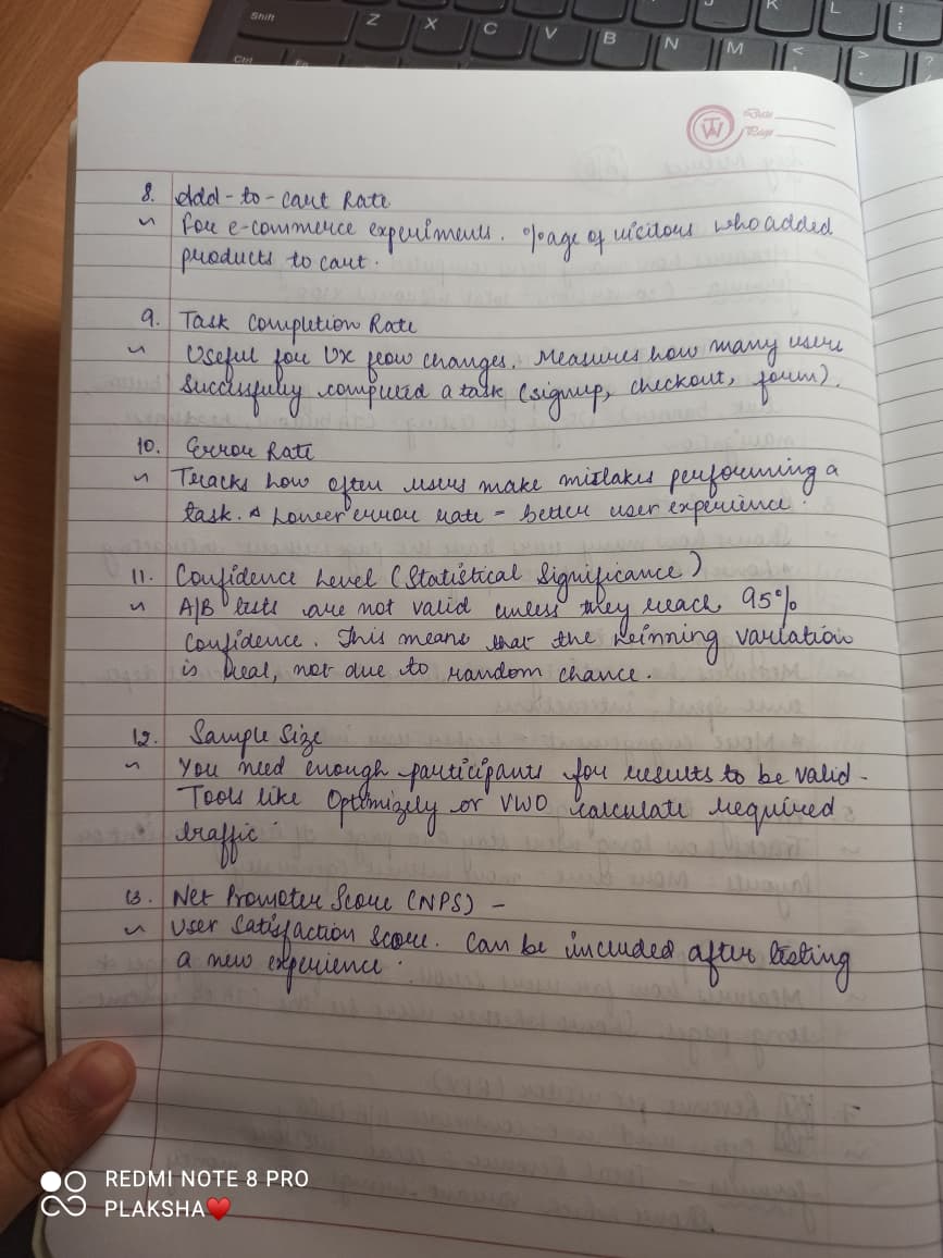 Plaksha_'s tweet image. Day 20 of my 70-Day Design Challenge 📈🔍
Dived into UX metrics today and wow, they’re way more complex than they look.
Usability testing metrics ≠ A/B testing metrics!
Different goals, different data.
#Day20 #UXMetrics #UsabilityTesting #ABTesting