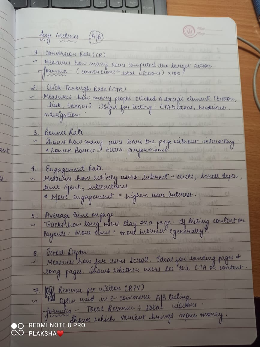 Plaksha_'s tweet image. Day 20 of my 70-Day Design Challenge 📈🔍
Dived into UX metrics today and wow, they’re way more complex than they look.
Usability testing metrics ≠ A/B testing metrics!
Different goals, different data.
#Day20 #UXMetrics #UsabilityTesting #ABTesting