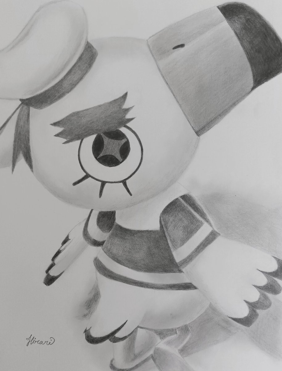 ジョニー✨
あつ森の無料アップデート動画観てから楽しみすぎて２週連続あつ森キャラ描いちゃいました😊
#鉛筆画 #模写