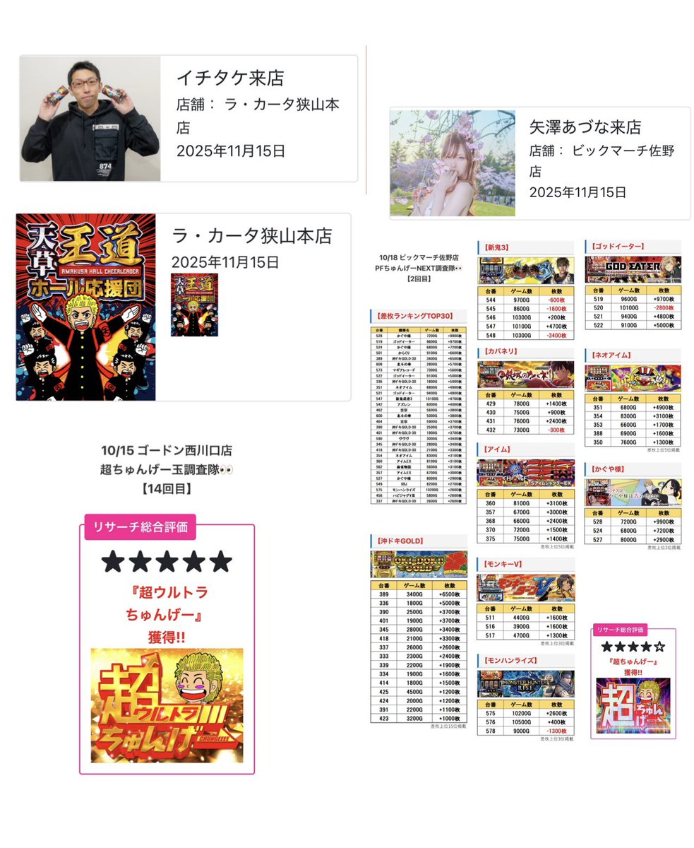 11/15埼玉・栃木の企画一覧‼️ 天草ヤスヲ来店 🚩ガーデン東大宮+