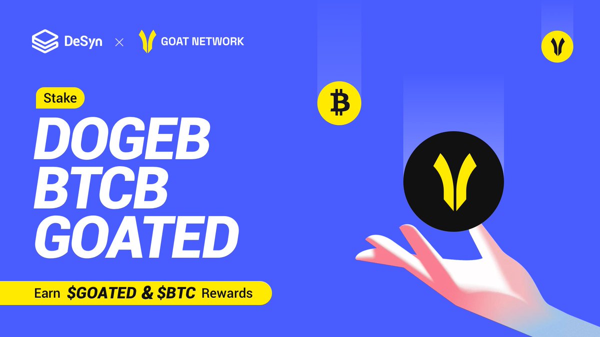 small_robot01's tweet image. Vaults are officially live on @GOATRollup

Now you can stake $DOGEB, $GOATED, and $BTCB to earn $BTC + $GOATED rewards, with APRs up to 30%.

But that’s not all, staking also gives you extra DeSyn points, which could be used for future rewards or perks.😌

Turn your crypto into…