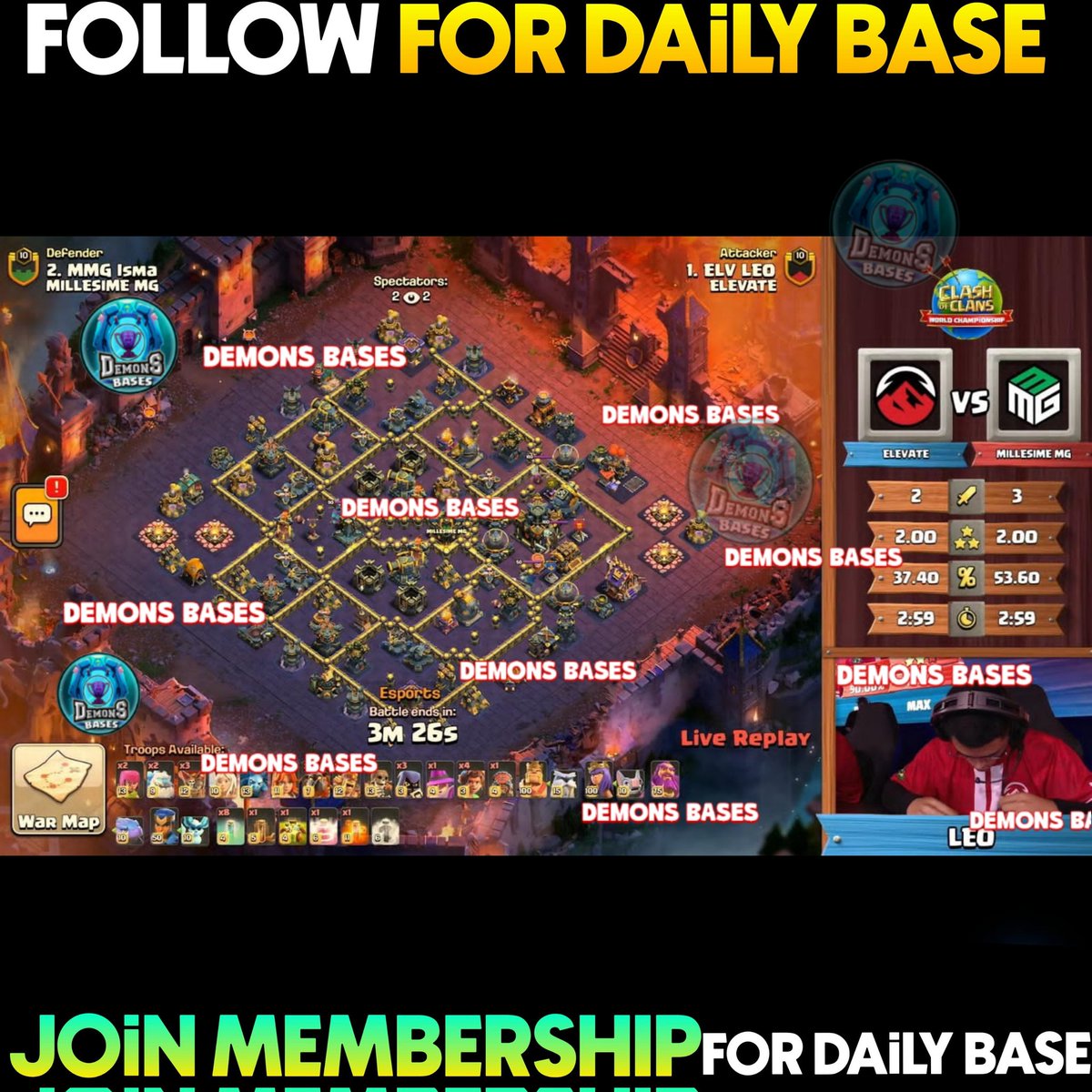 Elv Max
discord.com/invite/XHw9THw…

Mmg Addi
link.clashofclans.com/en?action=Open…

Mmg Mr. C
link.clashofclans.com/en?action=Open…

Mmg Isma
link.clashofclans.com/en?action=Open…

Join Membership Here for Daily New Top Players Bases (Just 0.99$ or29 ₹)
youtube.com/channel/UCe43_…
Dc-
discord.com/invite/XHw9THw…